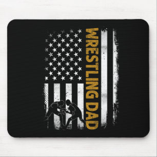 Wrestling Dad T American Flag 4th Of July Fathers Mouse Mat
