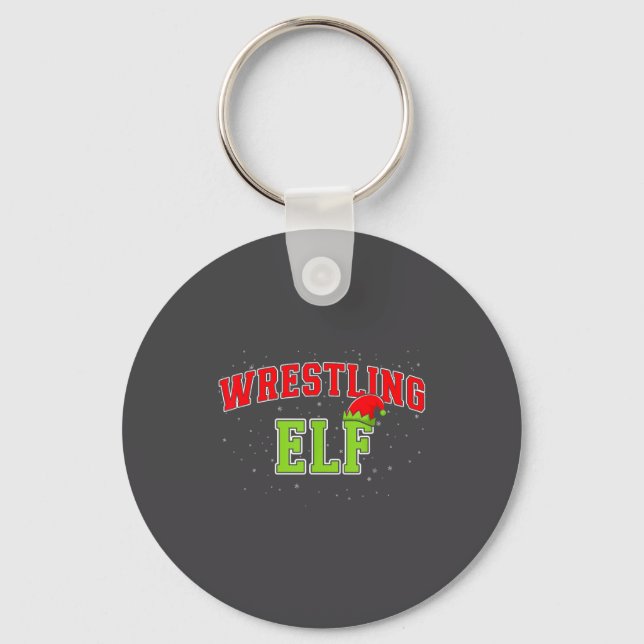 Wrestling Elf Christmas Family Matching Group Xmas Key Ring (Front)
