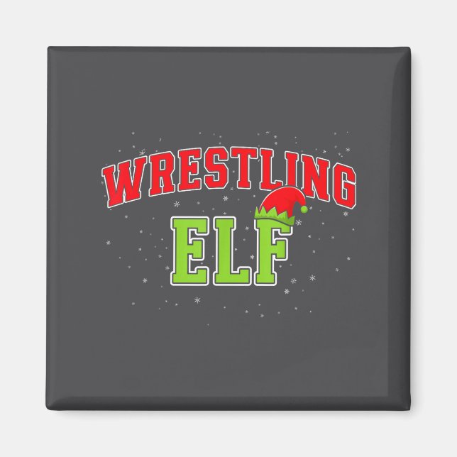 Wrestling Elf Christmas Family Matching Group Xmas Magnet (Front)