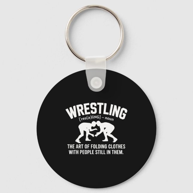 Wrestling Funny Definition The Art Of Folding Clot Key Ring (Front)