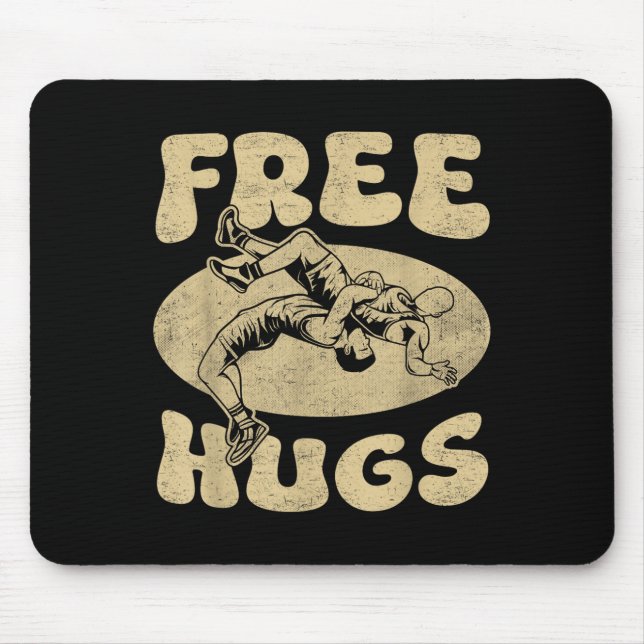 Wrestling - Funny Hugs Wrestling Shirt Wrestler Wr Mouse Mat (Front)