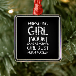 wrestling  girl white metal tree decoration