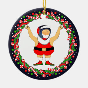 Wrestling Holiday Gift Ceramic Tree Decoration