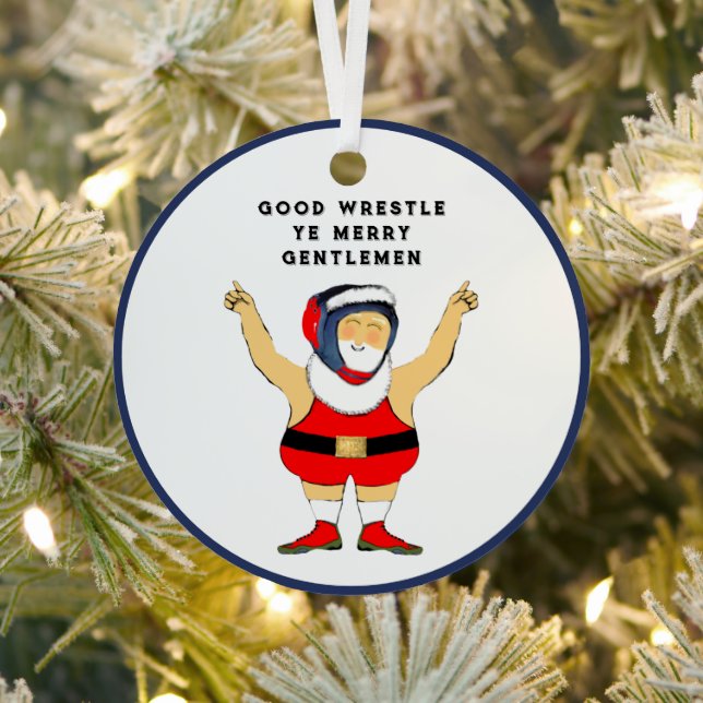 Wrestling Holiday Gift Metal Tree Decoration (Insitu)