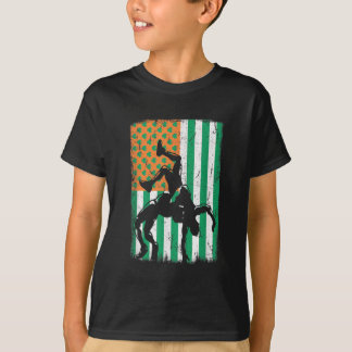 Wrestling Irish USA American Flag St Patrick's Day T-Shirt