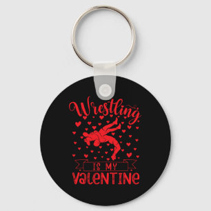 Wrestling Is My Valentine Red Love Heart Valentine Key Ring