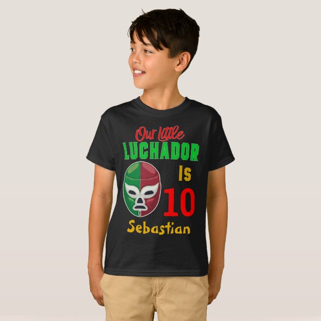 Wrestling Luchador Custom Colourful Birthday Boy T-Shirt (Front Full)