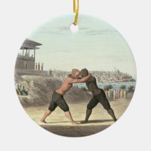 Wrestling Match, Constantinople (w/c on paper) Ceramic Tree Decoration