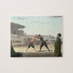 Wrestling Match, Constantinople (w/c on paper) Jigsaw Puzzle
