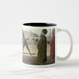 Wrestling Match, Constantinople (w/c on paper) Two-Tone Coffee Mug