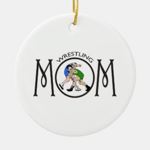 WRESTLING MOM CERAMIC TREE DECORATION
