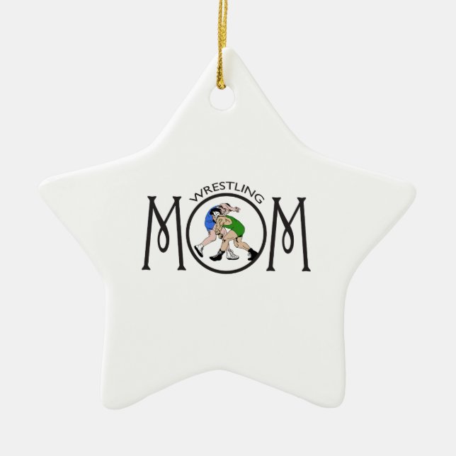 WRESTLING MOM CERAMIC TREE DECORATION (Front)