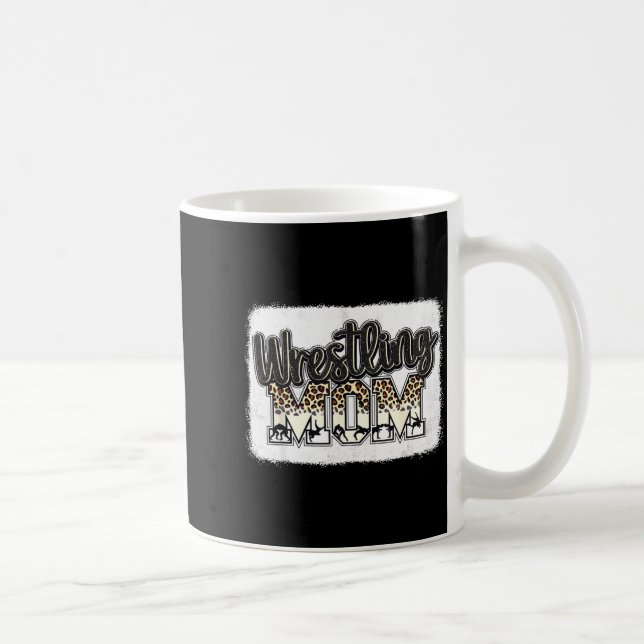 Wrestling Mom Leopard Mother Mama Wrestl Wrestler  Coffee Mug (Right)