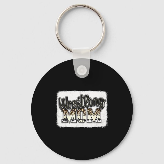 Wrestling Mom Leopard Mother Mama Wrestl Wrestler  Key Ring (Front)