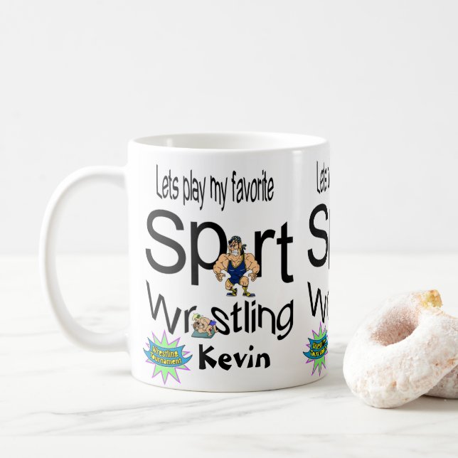 Wrestling Mugs Sports (With Donut)