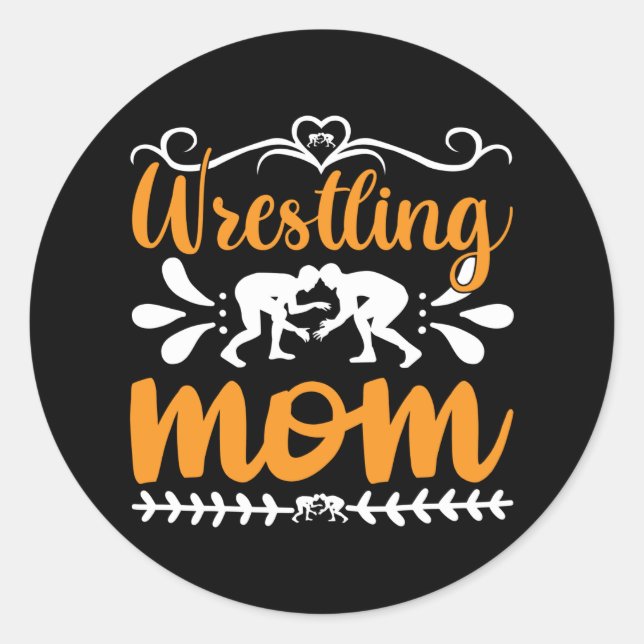 Wrestling Mum Classic Round Sticker (Front)