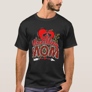 Wrestling Mum Mama Mother's Day Leopard Sport Mum  T-Shirt