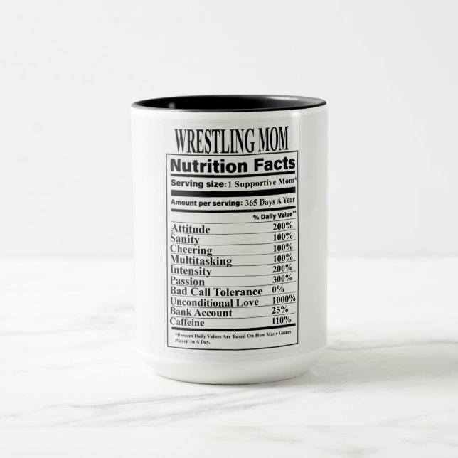 Wrestling Mum Nutrition Facts Mug (Center)