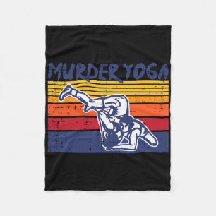 Wrestling Murder Yoga Retro Wrestler Jiu Jitsu Wom Fleece Blanket