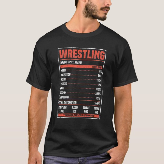 Wrestling Nutrition Facts  Wrestler Fan Martial Ar T-Shirt (Front)
