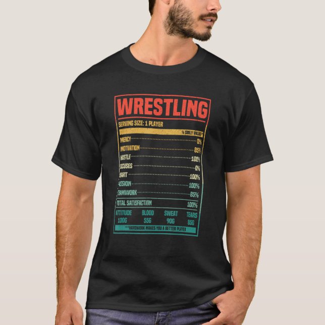 Wrestling Nutrition Facts  Wrestler Fan Martial Ar T-Shirt (Front)
