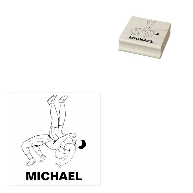 Wrestling  Personalised Name Rubber Stamp (Stamped)