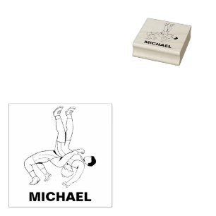 Wrestling  Personalized Name Rubber Stamp