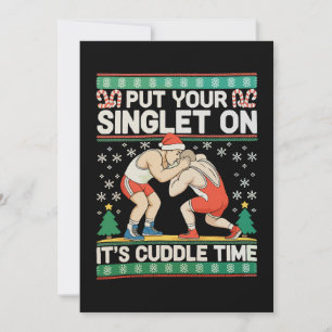 Wrestling Put Your Singlet On Christmas Wrestler Holiday Card