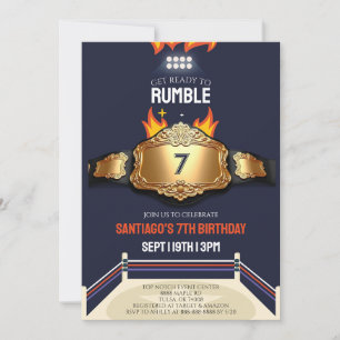 Wrestling Ring And Belt Birthday Party Invitation