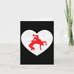 Wrestling Silhouette Valentine Heart Shape Lovers  Card