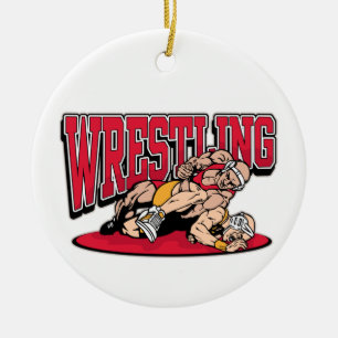 Wrestling Takedown Ceramic Tree Decoration