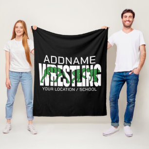 Wrestling Team ADD TEXT School Athlete Wrestler Fleece Blanket