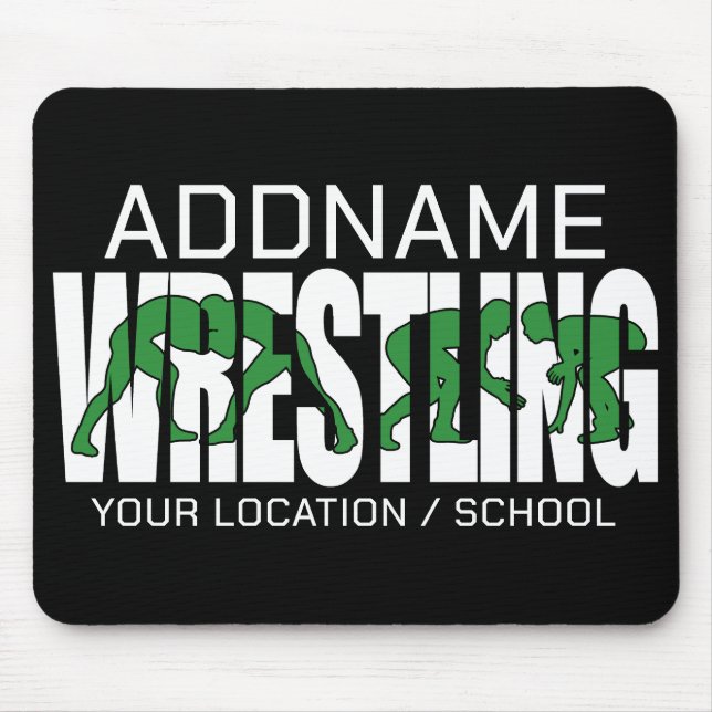 Wrestling Team ADD TEXT School Athlete Wrestler  Mouse Mat (Front)