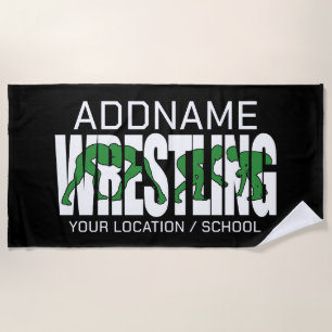 Wrestling Team ADD TEXT School Varsity Wrestler Beach Towel