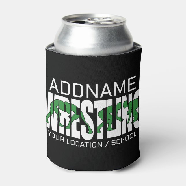 Wrestling Team ADD TEXT School Varsity Wrestler Can Cooler (Can Front)