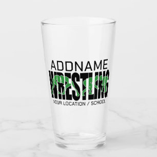 Wrestling Team ADD TEXT School Varsity Wrestler Glass