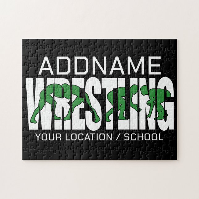Wrestling Team ADD TEXT School Varsity Wrestler Jigsaw Puzzle (Horizontal)