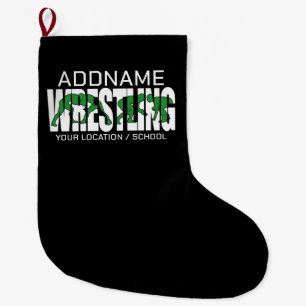 Wrestling Team ADD TEXT School Varsity Wrestler Large Christmas Stocking