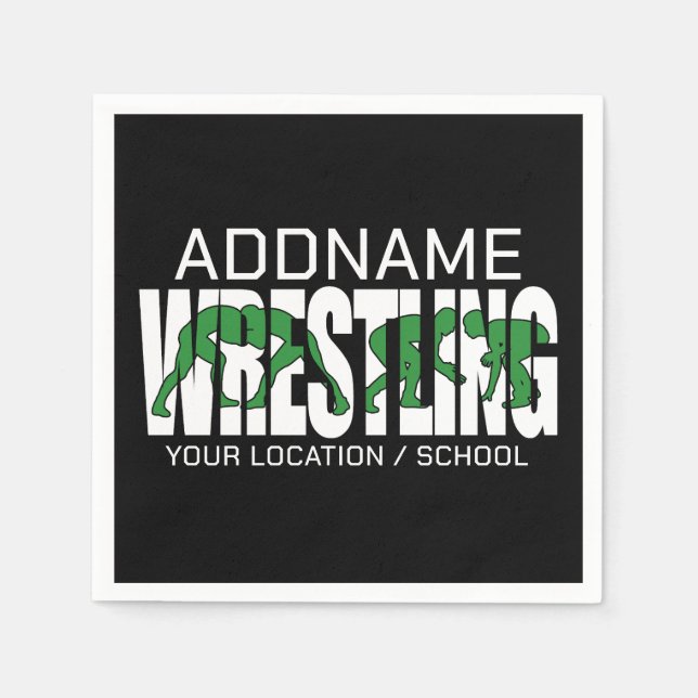 Wrestling Team ADD TEXT School Varsity Wrestler  Napkin (Front)