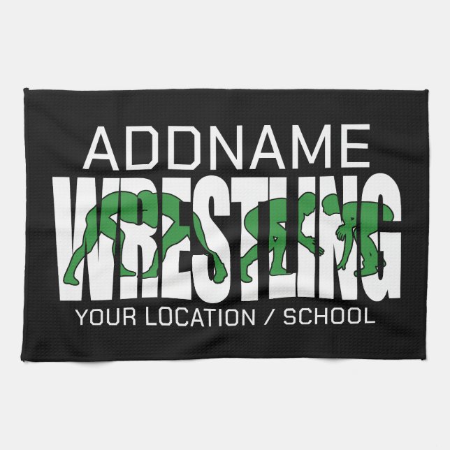 Wrestling Team ADD TEXT School Varsity Wrestler Tea Towel (Horizontal)