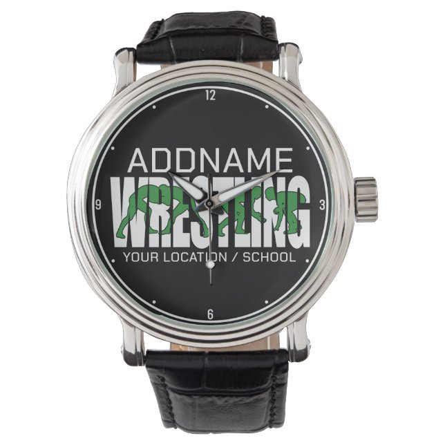 Wrestling Team ADD TEXT School Varsity Wrestler Watch (Front)