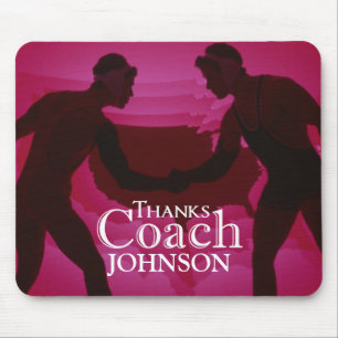 Wrestling Thanks Coach Silhouette Red Mouse Mat