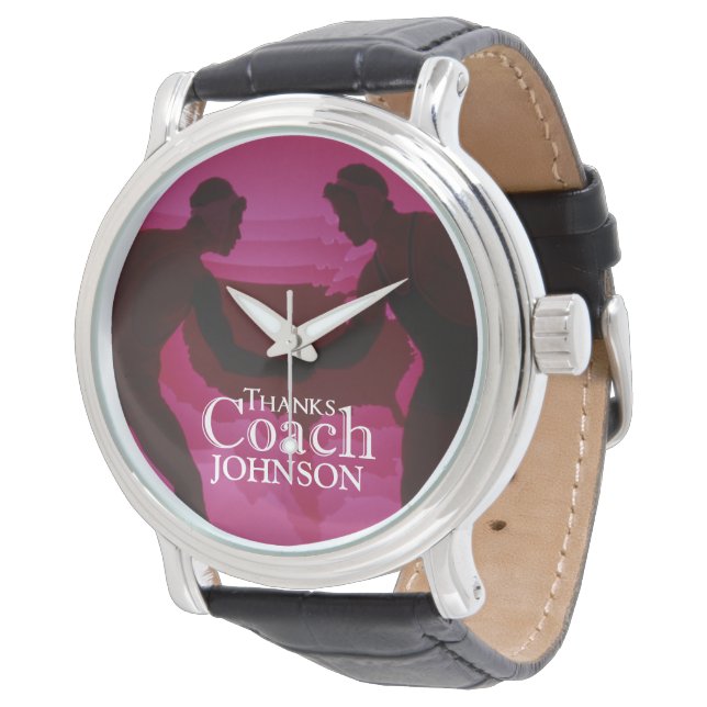 Wrestling Thanks Coach Silhouette Red Watch (Angled)