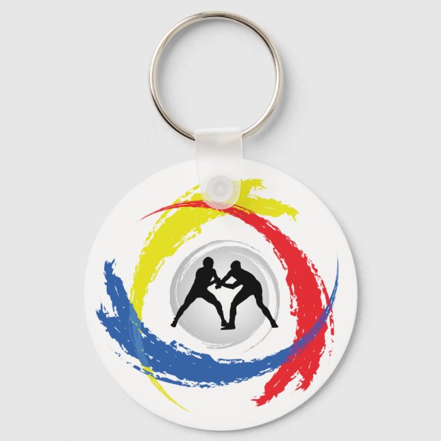 Wrestling Tricolor Emblem Key Ring (Front)