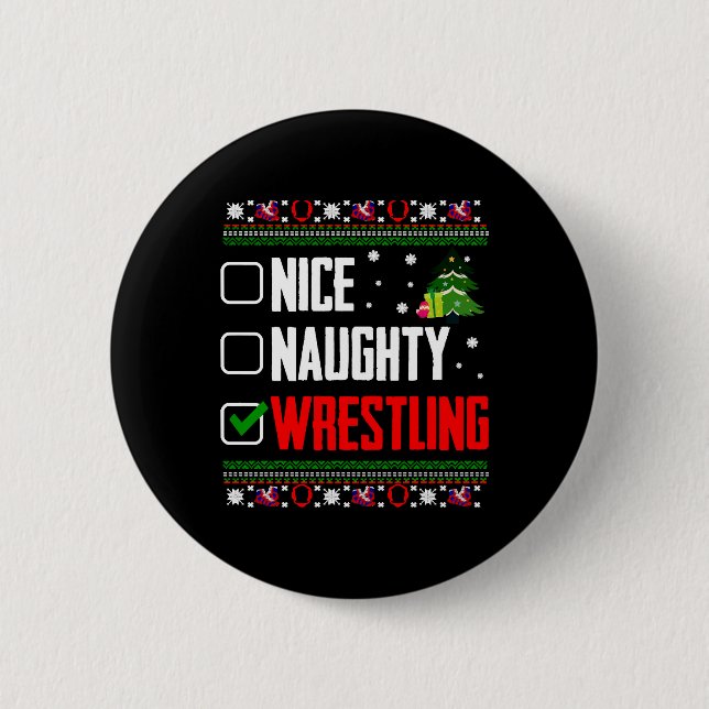 Wrestling Ugly Christmas 6 Cm Round Badge (Front)