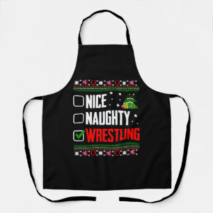 Wrestling Ugly Christmas Apron