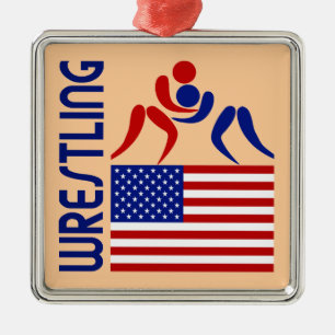 Wrestling United States Metal Tree Decoration