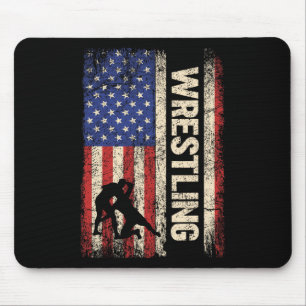 Wrestling Usa American Flag Shirt Wrestle 4th Of J Mouse Mat