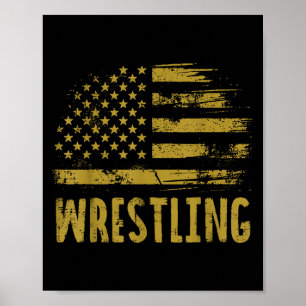 Wrestling Usa Flag Wrestler Patriotic Men Boys Kid Poster