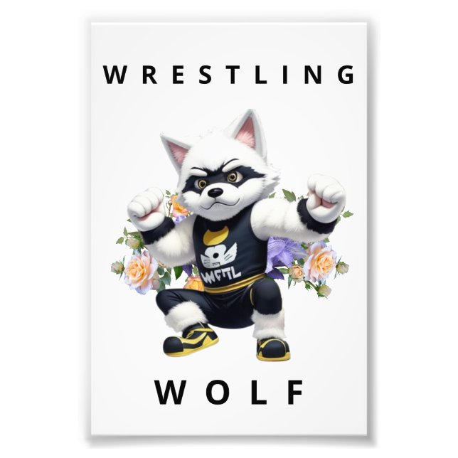 Wrestling Wolf - Fierce Sports Nursery Art Photo Print (Front)